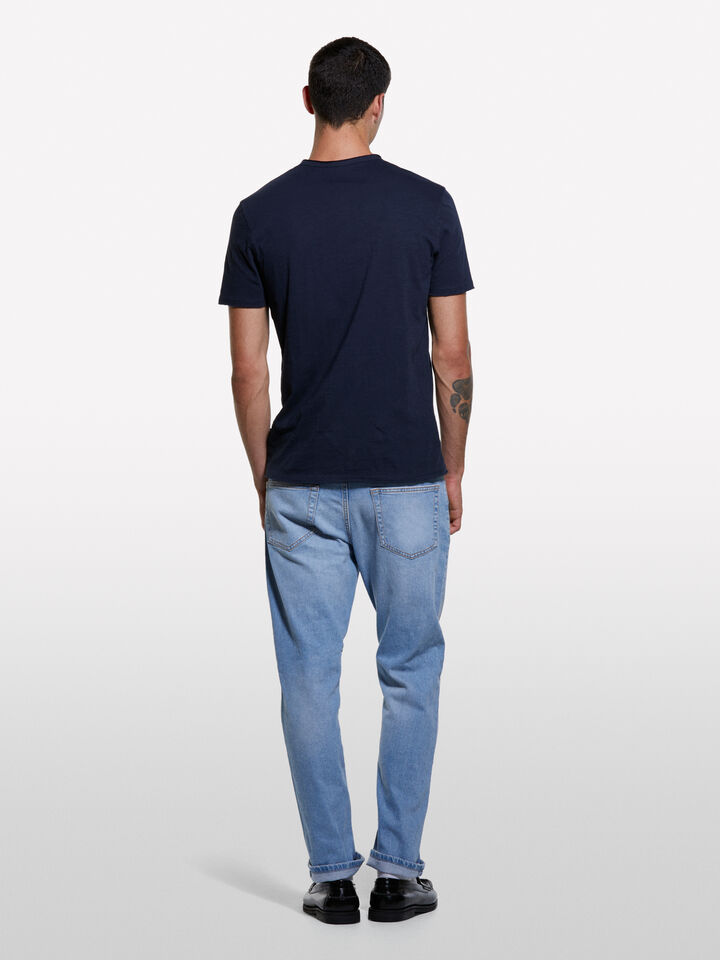 Dark blue Henley t-shirt - men's short sleeve t-shirts - Dark Blue | Sisley image number 2
